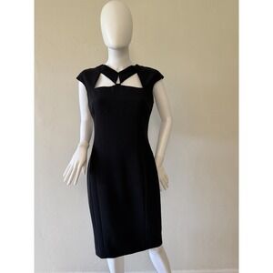 Versace Collection Sheath Dress Cut Out Cap Sleeve Black Gold Size 44